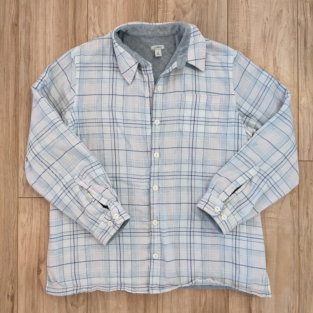 L.L. Bean Fleece Lined Flannel Button Up Shirt Women’s Size XL Stripe